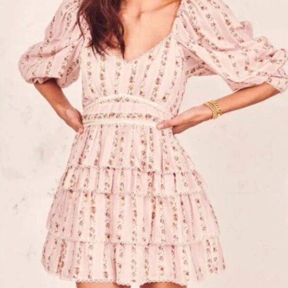 NEW LoveShackFancy Astor Dress in Macaroon Size 00 - Picture 2 of 4